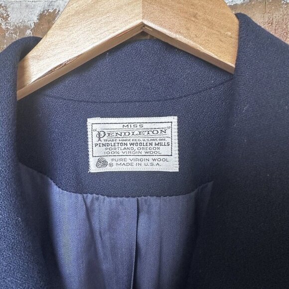 Vintage Miss Pendleton Virgin Wool Blazer Jacket Women's‎ Size 10 Navy Blue USA - Picture 3 of 12